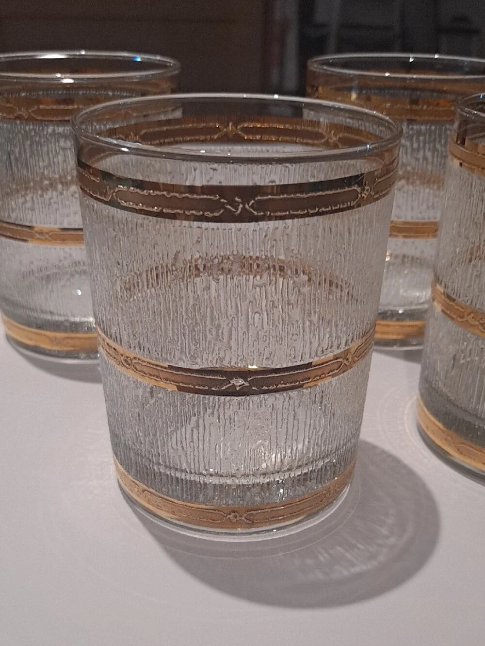 Vintage CULVER  Icicle Pattern DOF  Glasses - 22K Gold Bands.  MCM 60's.